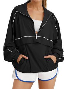 lot 6371 image: Fisoew Quarter Zip Pullover Women UPF 50 Lightweight Windbreaker Jacket Running Hiking Outdoor Pullover with Pocket size S