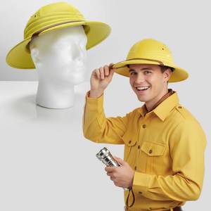 lot 6410 image: Kinkiliving Adult British Colonial Pith Helmet - Vibrant Yellow Halloween Safari Hat Zoo Keeper - Adjustable Breathable Vintage Robinson