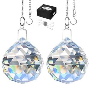 lot 6426 image: MerryNine 2 Pack Crystal Ball Prism Sun Shine Catcher Rainbow Pendants Maker, Hanging Crystals Prisms for Windows, for Feng Shui, for Gift (Clear) (40mm1.57) incomplete