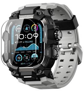 lot 6430 image: ULTIMAL Rugged Case with Band for Apple Watch 49mm,Compatible with Apple Watch Ultra 321, Military Grade Shockproof Bumper Cover for iWatch Tactical Band Men (49mm,Grey)