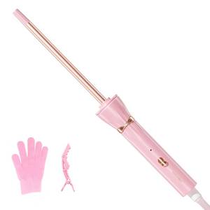 lot 6436 image: Hahahope 38 Inch Skinny Curling Wand, 9mm Mini Barrel for Short & Long Hair, Dual Voltage with 2 Heat Settings, Fast Heat Ceramic Curler
