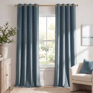 lot 6437 image: StangH Velvet Curtains 120 inches Long - High Ceiling Tall Curtains Home Office Privacy Curtain Panels Room Darkening & Home Decoration Backdrop for Living Room, Stone Blue, W52 x L120, 2 Panels