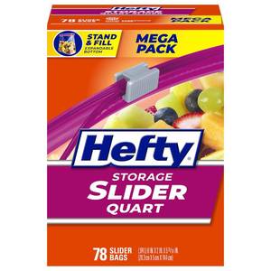 lot 6438 image: Hefty Slider Storage Bags, Quart Size, 78 Count