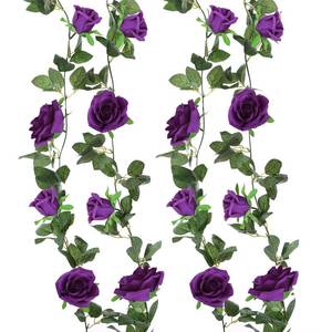lot 6449 image: Felice Arts 2 Pack Dark Purple Artificial Flower Garland Each 6.5FT Fake Rose Vine Hanging Floral Garland for Wedding Flowers Table Arrangement Room Teepee Mirror Decor