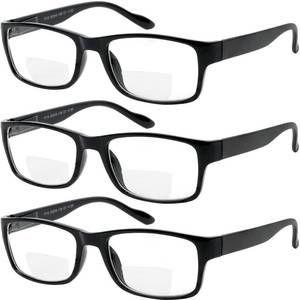 lot 6451 image: Yogo Vision Bifocal Reading Glasses for Men and Women Rectangle MultiFocal Readers with Spring Hinges Retro Design Black 4