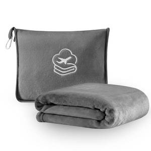 lot 7160 image: PEUJEW Travel Blanket, Soft 2-in-1 Airplane Blanket, 65x40 Inches, Travel Blanket Airplane Compact with Bag, Car Blanket with Luggage Sleeve & Backpack Clip (Light Grey)