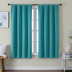 lot 7165 image: Simplebrand Ava Teal Blackout Curtains for Bedroom 63 Inch Length 2 Panels Set, Privacy Thermal Insulated Rod Pocket Door Window Curtains for Patio French Door Front Door, W40 x L63 Inch