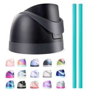 lot 8445 image: Tebuph Replacement Lid for Owala, Compatible with Owala Cup 16oz 24oz 32oz 40oz, One Button Water Bottle Top Lid Replacement Accessory and Straws, Leakproof, BPA-Free (Black)