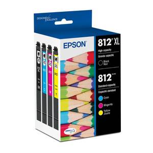 lot 8447 image: EPSON 812 DURABrite Ultra Ink High Capacity Black & Standard Color Cartridge Combo Pack (T812XL-BCS) Works with WorkForce Pro WF-7310 ,7820, 7840, EC-C7000