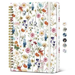 lot 8458 image: Taja Spiral Journal Notebook for Women, Pretty Hardcover Lined Notebook for Work & Note Taking, Aesthetic Cute Journal for Writing, 140 Pages, 5.8x8.3, Floral