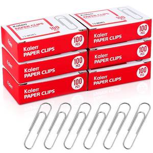lot 8475 image: Kalerr Paper Clips, 600 Pcs Paperclips (6 Boxes of 100 Each), Premium Paper Clip, 1-27 Silver Paper Clips Medium (1.3 Inches), Rustproof Metal Paper Clip for Office, School, Home