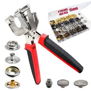 lot 11920 image: Snap Fastener Tool Kit, 4 Colors 400 PCS Boat Cover Snaps with Built in Punching Snap Installation Tool, 15 MM Canvas Snaps for Leather, Clothing and DIY Handmade