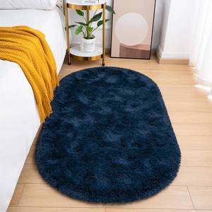 lot 11932 image: Goideal Fluffy Bedroom Rug, Small Oval Area Rugs, Navy Blue Shag Bedside Carpet for Kids Room Nursery Dorm Cute Fuzzy Indoor Decor for Boy and Girl, 2.6 x 5.3 Feet