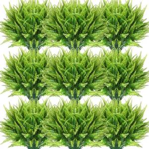 lot 11939 image: Zeyune 56 Bundles Artificial Plants Outdoors Fake Boston Fern Shrubs UV Resistant Faux Plastic Greenery Shrubs for Outdoor Indoor Garden Porch Window Hanging Planter Decor
