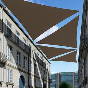 lot 11967 image: TANG 6 x 6 x 6 Sun Shade Sail Triangle Shade Canopy Patio Cover UV Block Permeable Cloth Fabric for Pergola Backyard Porch Deck Garden Carport Awning Outdoor Activity, Brown (Used)