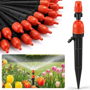lot 11979 image: Baquler 50 Pcs Drip Irrigation Emitters 360 Degree Water Flow Stake Drippers for 14 Irrigation Hose Accessories for House Garden Watering