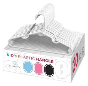 lot 11989 image: Sharpty Kids Plastic Hangers, Childrens Hangers for Baby, Toddler, and Child Clothes - Everyday Standard Use - Ideal for Boys and Girls Closet, Clothing, Pants, Coats, and More - White, 20 Pack