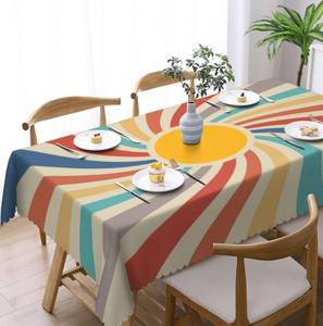 lot 12096 image: cofalery Oil-Resistant Tablecloth - Waterproof Washable Floral Design, 70x55 Inch Rectangular Table Cover for Kitchen Dining, Outdoor Picnic, Party, Home Decor