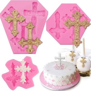 lot 12114 image: 3 Pcs Cross Molds Silicone, Cross Silicone Molds for Chocolate Cake Fondant Candy Clay Cupcake Candle Baptism