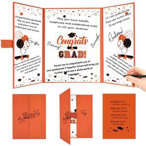 lot 12130 image: Roetyce Graduation Party Decorations, Black and Orange Graduation Guest Book, Class of 2026 Signature Board, Best Graduation Gifts for Her Him, College Jumbo Congrats Grad Card