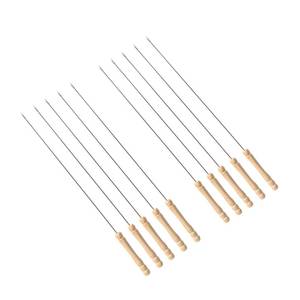 lot 12132 image: ��IMEEA 15-Inch BBQ Skewers with Wooden Handle Thin Stainless Steel Skewers for Shrimp, Vegetables, Marshmallows & Small Kebabs, 10-Pack