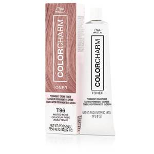 lot 12156 image: COLORCHARM Permanent Cream Toner  Neutralize Brass  Free of Animal-Derived Ingredients, Parabens & Gluten Free  T96 Muted Rose  2 oz