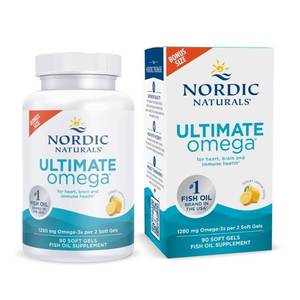 lot 12158 image: Nordic Naturals Ultimate Omega, Lemon Flavor - 90 Soft Gels - 1280 mg Omega-3 - High-Potency Omega-3 Fish Oil Supplement with EPA & DHA - Promotes Brain & Heart Health - Non-GMO - 45 Servings