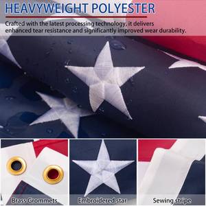 lot 12164 image: American flag 2x3 FT for Outside, Heavy Duty Polyester USA Flag Outdoor with Embroidered Stars, Sewn Stripes, US Flag with Brass Grommets for Indoor, Outdoor, All Weather