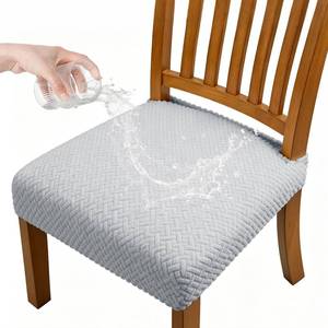 lot 12170 image: Dioxide Waterproof Seat Covers for Dining Room Chairs, Stretch Chair Covers Slipcover Protector Kitchen Chair Seat Covers for Hotel Banquet Party (Rear-Gapped,Light Gray, 4 PCS)