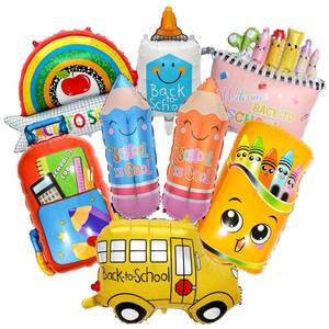 lot 12173 image: 8 Pcs Back to School Balloons, Pencil Apple Crayon Foil Balloons, Welcome Back to School Decorations First Day of School Balloons for Kindergarten Classroom Party Supplies (Back to School Balloons)