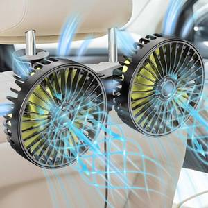 lot 12176 image: HUENLYEL Car Backseat Fan for Backseat Kids, Dual Head Usb Car Headrest Fan for Car Backseat Kids (No Battery)