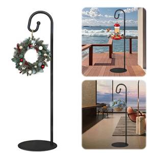 lot 13824 image: SIGOWING Shepherds Hooks for Outdoor, 74 Tall Freestanding Bird Feeder Stand & Wind Chime Hanger, Heavy-Duty Rust Resistant Iron Pole with Flat Base for Hanging Plant Stand, Wreath, Lanterns (Black)