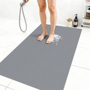 lot 13831 image: Extra Large Non-Slip Shower Mat, Fast-Dry PVC Bath Stall & Tub Mat, Drain-Hole Design,for Shower Stall Tub for ElderlyKids��Non Slip Bathroom Safety Accessory��Gray 32x58