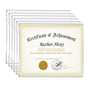 lot 14005 image: Ludery 8.5 x11 Acrylic Picture Frame Set of 6, Wall Mounting Frame 8.5x11 Clear Certificate Document Frame, Diploma Frames for Wall Display - Horizontal
