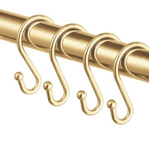 lot 14017 image: Metal Shower Curtain Hooks��Set of 12 Rings��Rust Resistant S Shaped Hooks Hangers for Shower Curtains, Kitchen Utensils, Clothing, Towels, etc. (Gold)