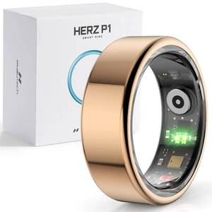 lot 14043 image: Herz P1 Smart Ring for Women & Men - (Size 9) 247 Health Metrics Fitness Ring, Tracks 20 Biometrics, 6 Day Battery Life, Waterproof Stainless Steel, Free APP for iOS Android, No Subscription