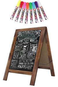 lot 14477 image: Rustic Whitewash Double Sided Chalkboard, 7.58.6 Tabletop Stand, Small Countertop Chalkboard Easel with 8Pcs Liquid Chalk for Menu, Kitchen, Restaurants, Bar, Wedding and Home Decor