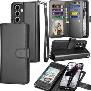 lot 14485 image: Tekcoo Wallet Case for Galaxy S24 FE  S24 Fan Edition 5G  SM-S721, Luxury Cash Credit Card Slots Holder Carrying Folio Flip PU Leather Cover Detachable Magnetic Case for Samsung S24 FE 5G - Black