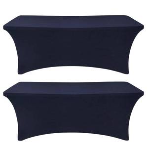 lot 14488 image: SEPARO 1 Pack 8 Ft Navy Blue Table Cover Fitted Rectangular Tablecloth Stretchable Fabric Table Cloth 8 ft Wrinkle-Free for Party Tradeshows Banquet Weddings Cocktail