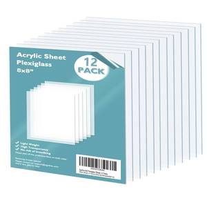 lot 14490 image: Egofine Plexiglass Sheets Acrylic Sheets 12 Pack of 8x8���� 0.04 Thick Clear Plastic Cast Transparent Plexi Glass for Crafting Projects, Replacement Picture Frame Glass, DIY Display, Easy to Cut