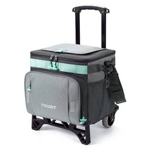 lot 19752 image: TOURIT 50-Can Collapsible Rolling Cooler Leakproof Insulated Soft Cooling Bag with Wheels and All-Terrain Cart for Beach, Camping, Patio Travel, Outdoor, Ball Fields