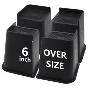 lot 19756 image: HANIHUA 4 Pack Bed Risers 6 inch Heavy Duty, Furniture Risers, Black Bed Lifts Risers for Table, Sofa, Chair, Couch, Desk, Bed Frame Risers Supports Up to 6,500 Lbs