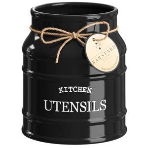 lot 19759 image: Barnyard Designs Ceramic Farmhouse Utensil Holder for Kitchen Counter, Large Rustic Utensil Crock, Countertop Cooking Tool Spatula Organizer, 6.75 (White)