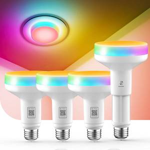 lot 19768 image: Linkind Matter BR30 Smart Light Bulbs with Stretchable Design & 4-Zone Aurascape Color, 850LM Recessed Smart Flood Light Bulb, Works with AlexaApple HomeGoogle Home, Music Sync Light Show, (2 Pack ONLY)