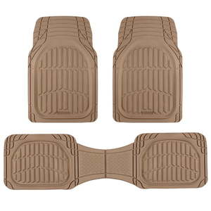 lot 19777 image: Motor Trend FlexTough LITE Rubber Car Mats Full Set - All Weather Floor Mats for Trucks  Cars & SUVs - Automotive Waterproof Beige Car Floor Mats For Cars Interior Accessories Universal Trim-to-Fit