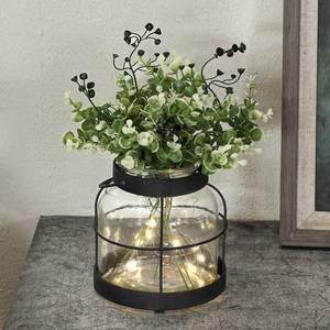 lot 19778 image: Vintage Glass Farmhouse Vase Rustic Lantern Decor with Plants Flowers Lights Retro Style Vases for Home Decor Floral Arrangement Hostess Gift