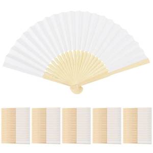 lot 19781 image: WAYASDCU 100pcs Paper Fans Handheld Folding Fans Bulk Fans for Line Dancing Bulk White Wedding Fans Folding Fans Handheld for Guest Dancing Party DIY Craft Photo Props Wall Decoration