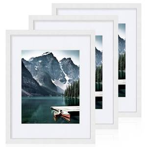 lot 19784 image: Hongkee 11x14 Picture Frames set of 3, Made of Glass and White Wooden Photo frame - Displays 8x10 Picture with Mat or 11 x 14 Poster without Mat, Wall Collage Frame set