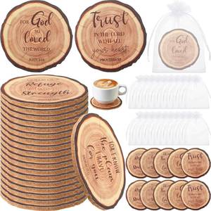 lot 19794 image: Acellegic 50 Sets 4 Christian Church Gifts Bulk Coasters with Bible Verses Christian Cork Coasters Set for Adults Home Indoor Pastor Teacher Family Sunday Church Present
