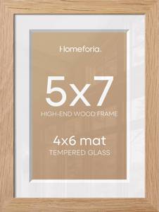 lot 20049 image: Homeforia 5x7 Picture Frame Wood, High End Natural Oak 5x7 Light Wooden Frames with Mat 4x6 for Photo, 5 x 7 Frame Matted to 4 x 6 Print, 7x5 Wall or Tabletop Frame, Tempered Glass, Wall Kit, Set of 2